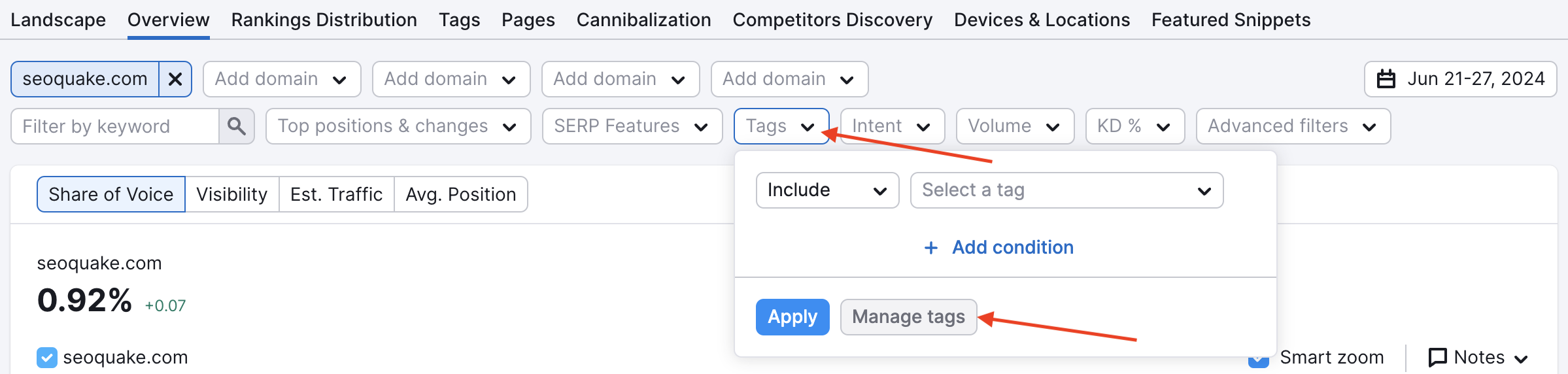 How to manage tags. 